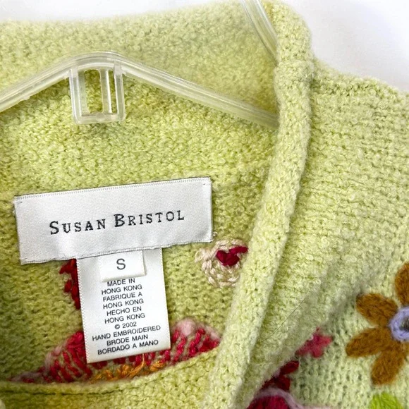 Susan Bristol Small Sweater Green Floral Long Sleeve Pullover Y2K Cottagecore196 - Picture 10 of 10